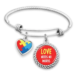 Love Needs No Words Autism Awareness Charm Bracelet