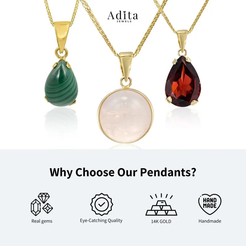 Lucia pendant yellow gold inlaid with garnet stones