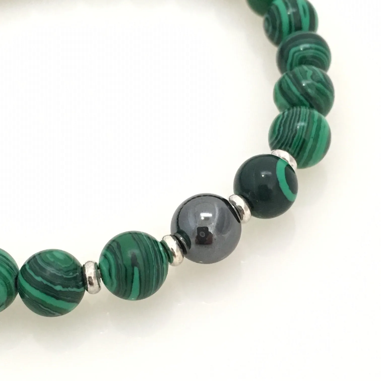 Malachite and Hematite Men's Bracelet