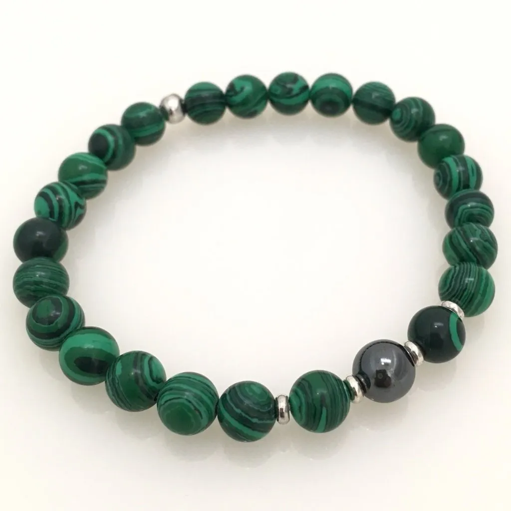Malachite and Hematite Men's Bracelet