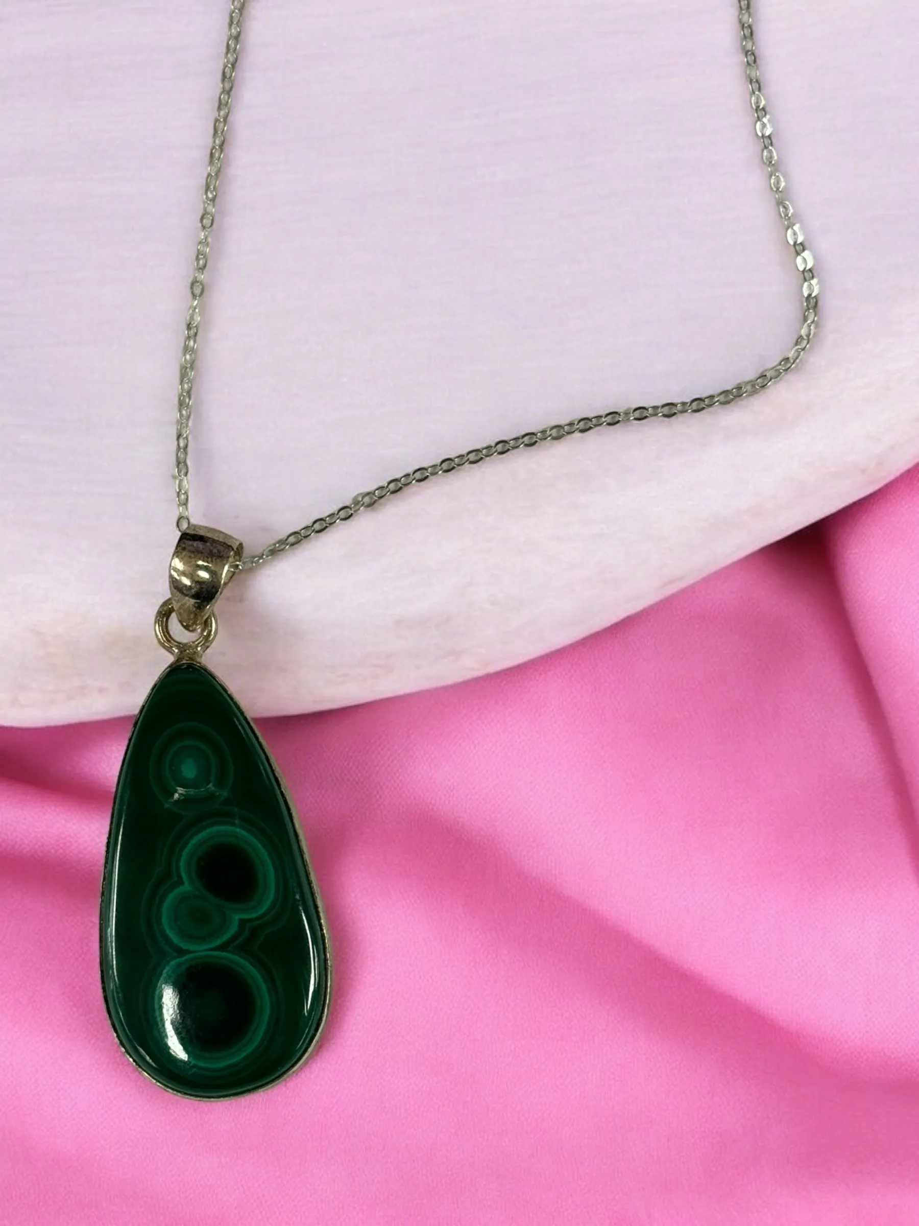 Malachite Crystal Necklace, Malachite Pendant