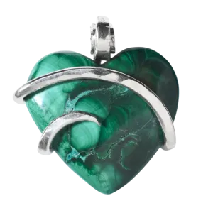 Malachite Handmade Stone Pendant Wrapped in Silver