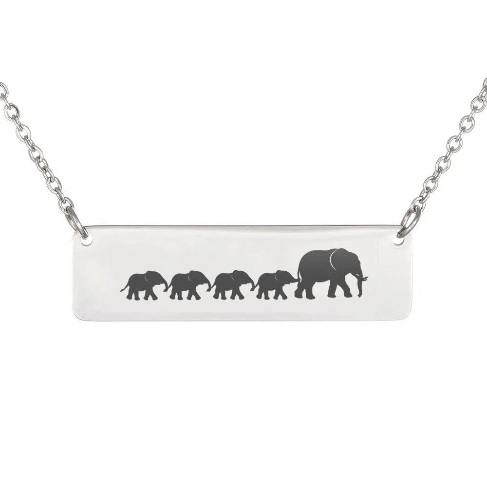 Mama and Baby Elephant Bar Necklace, Personalized Mom Gift Necklace (elephant4)