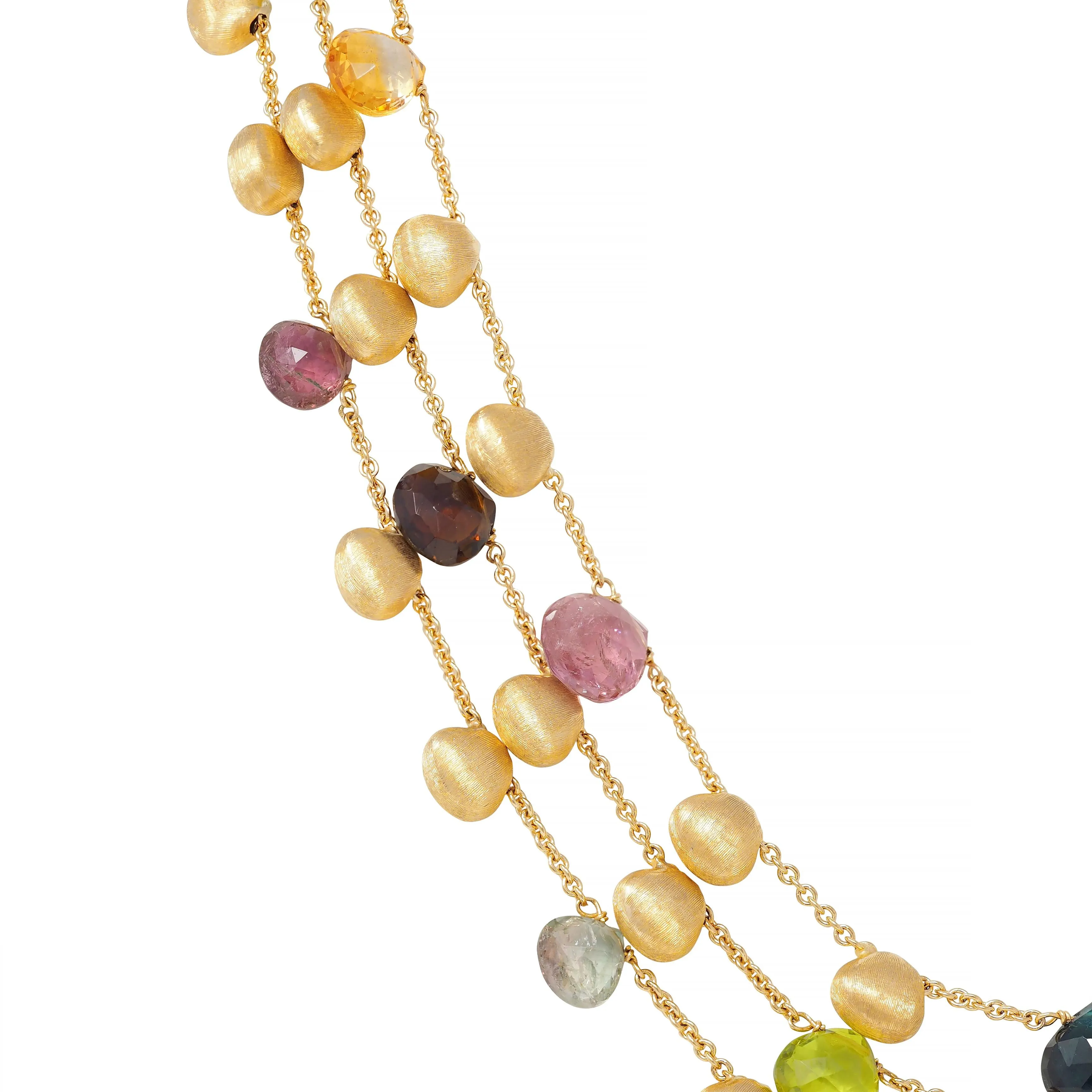 Marco Bicego Contemporary Multi-Gem 18 Karat Yellow Gold Paradise Multi-Strand Necklace