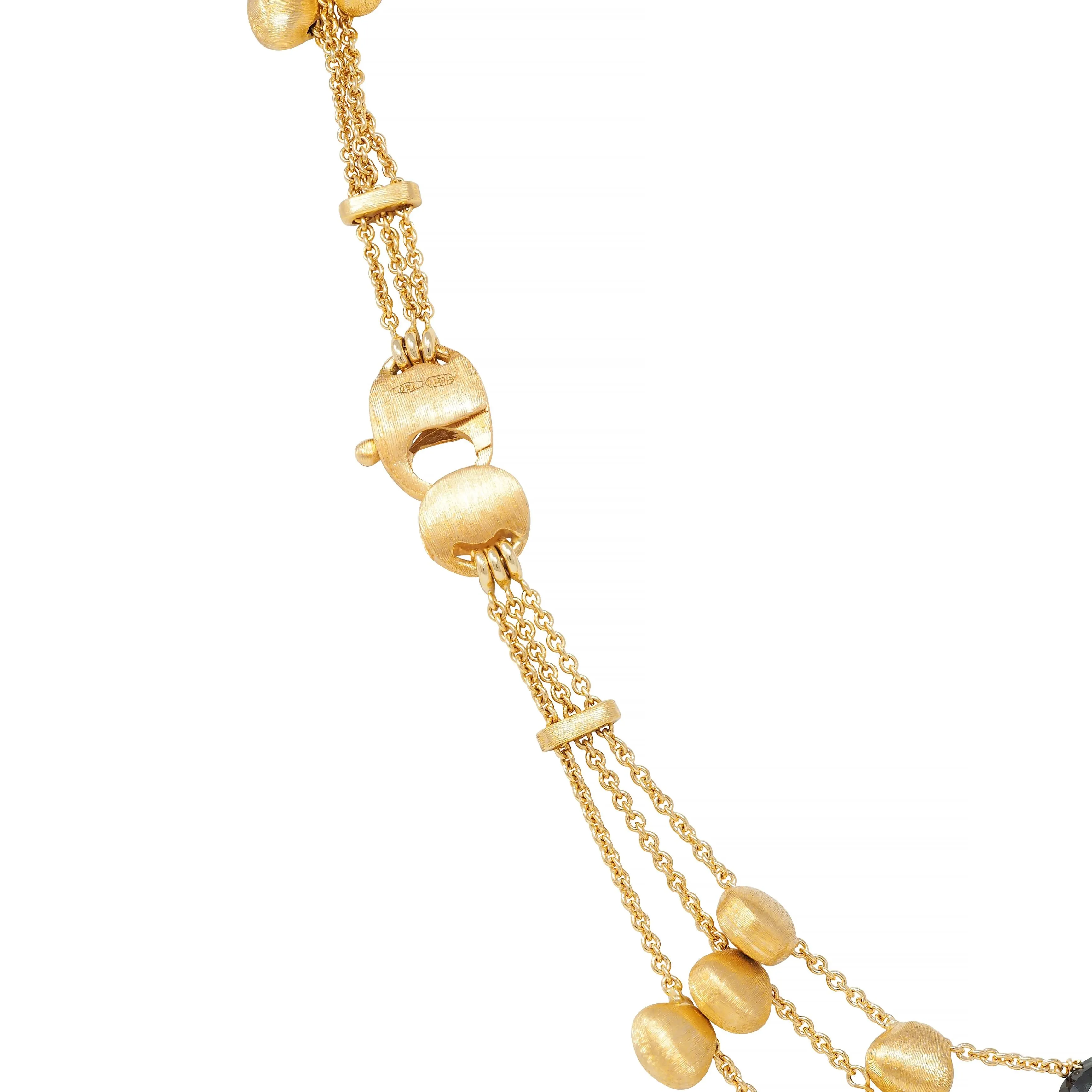 Marco Bicego Contemporary Multi-Gem 18 Karat Yellow Gold Paradise Multi-Strand Necklace