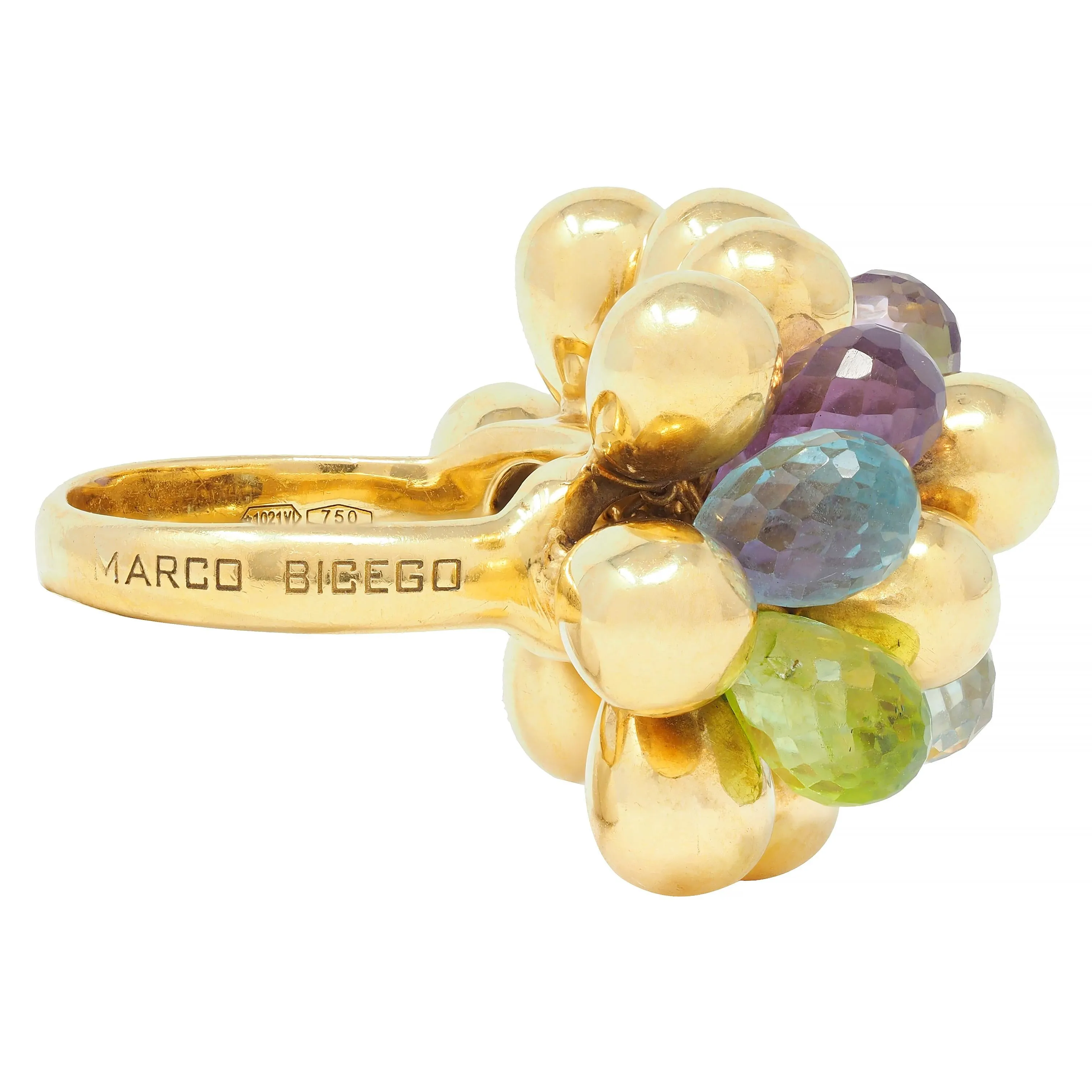 Marco Bicego Multi-Gem Topaz Citrine 18 Karat Yellow Gold Paradise Briolette Burst Ring