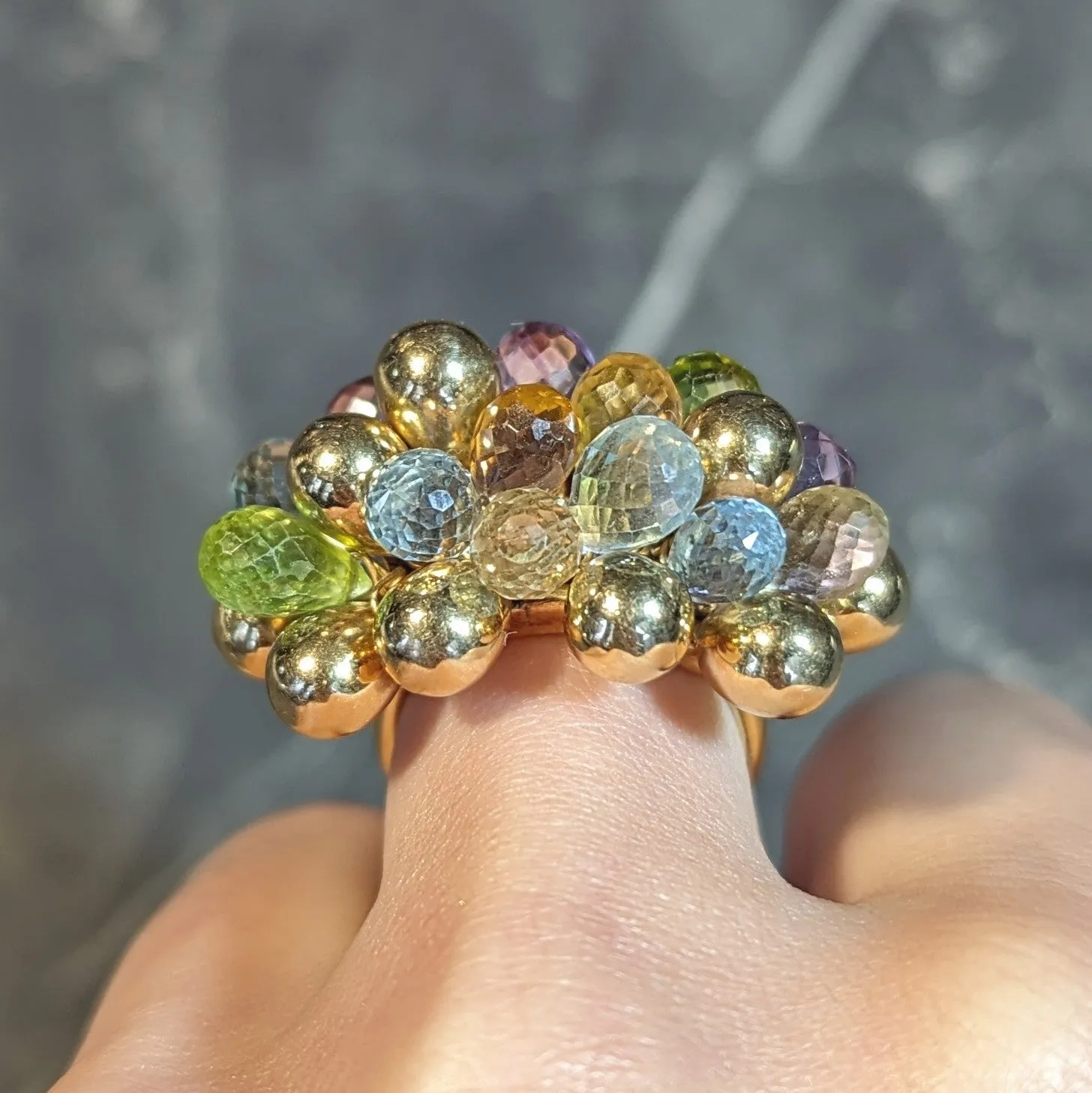 Marco Bicego Multi-Gem Topaz Citrine 18 Karat Yellow Gold Paradise Briolette Burst Ring