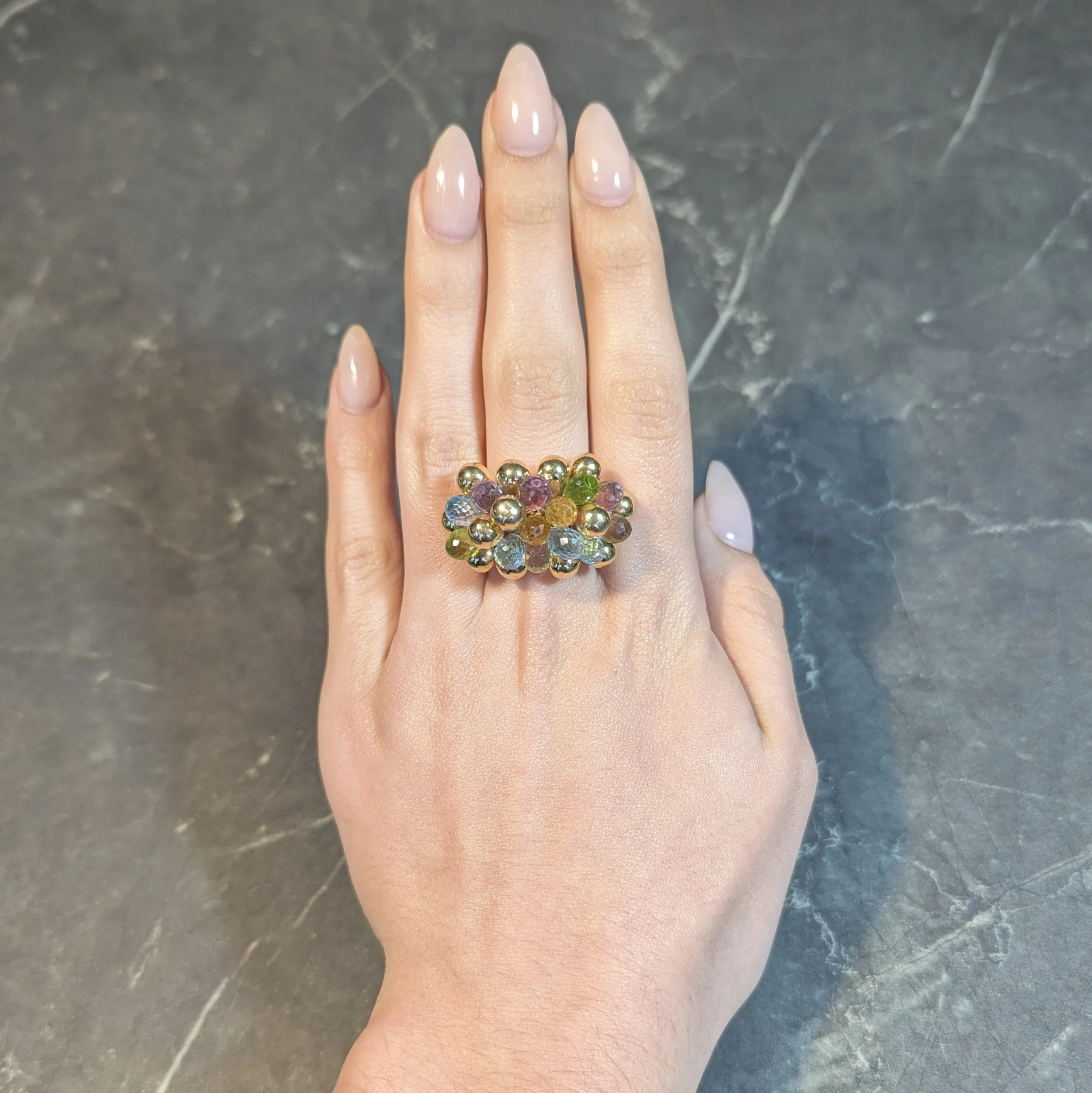 Marco Bicego Multi-Gem Topaz Citrine 18 Karat Yellow Gold Paradise Briolette Burst Ring