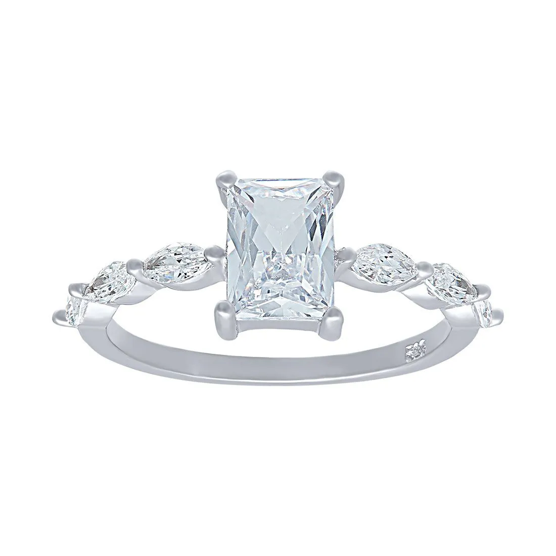 Marquise Side Ring with Cubic Zirconia in Sterling Silver