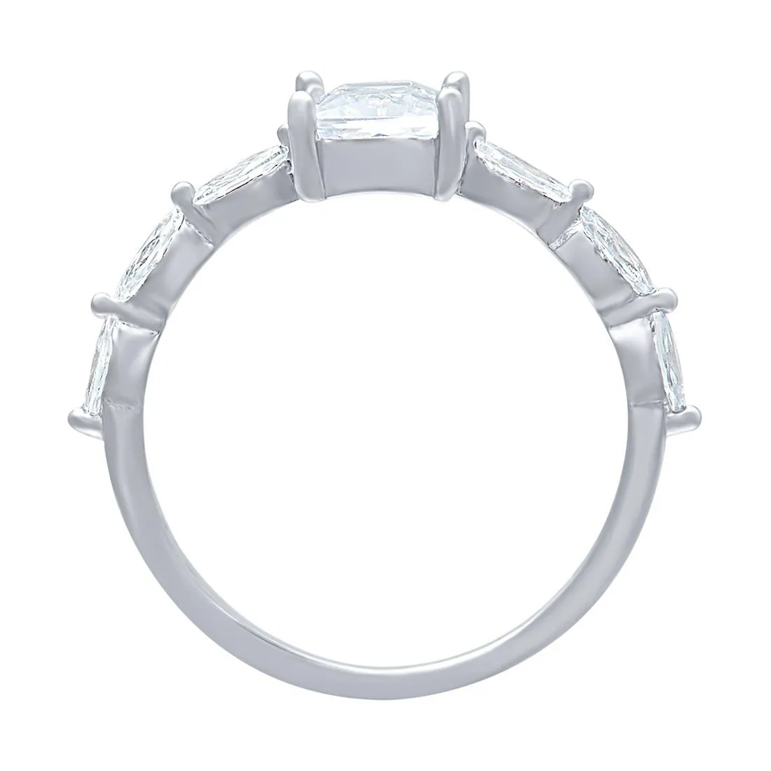Marquise Side Ring with Cubic Zirconia in Sterling Silver