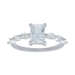 Marquise Side Ring with Cubic Zirconia in Sterling Silver