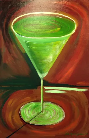Martini Glass Painting - "Vodka and Wheat Grass"