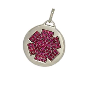 Medical ID Charm in White Gold & Ruby