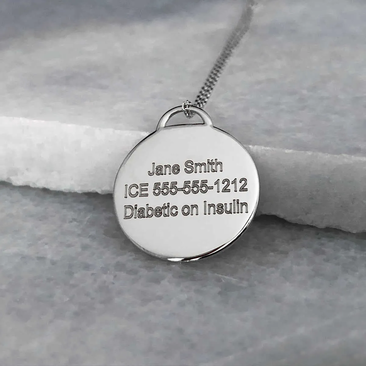 Medical ID Charm in White Gold & Ruby