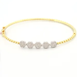 Meira T Diamond Flowers Bead Bangle Bracelet in 14k Yellow Gold