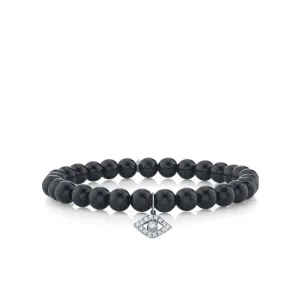 Men's Collection Large White Gold & Diamond Bezel Eye on Onyx