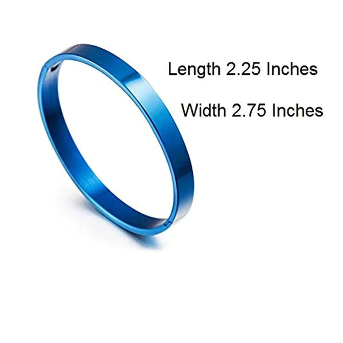 Men's High Polished Blue Stainless Steel Kada Bangle Bracelet With Your Text