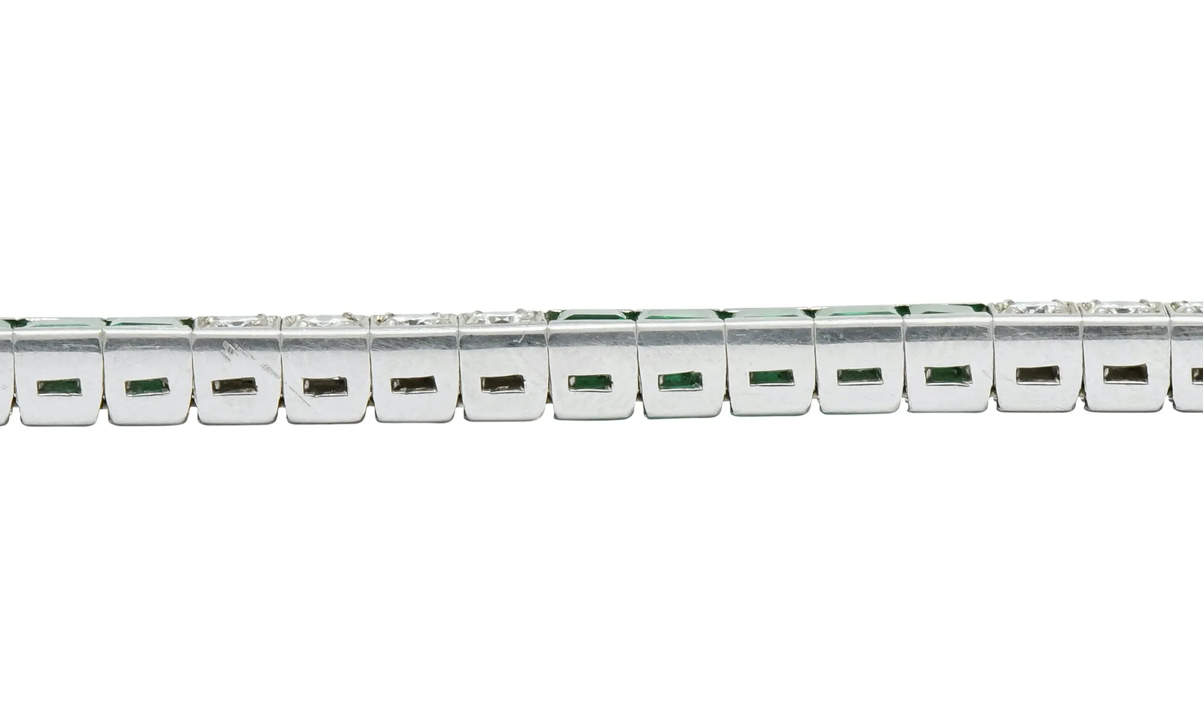 Mid-Century 6.06 CTW Diamond Emerald Platinum Tennis Line Bracelet