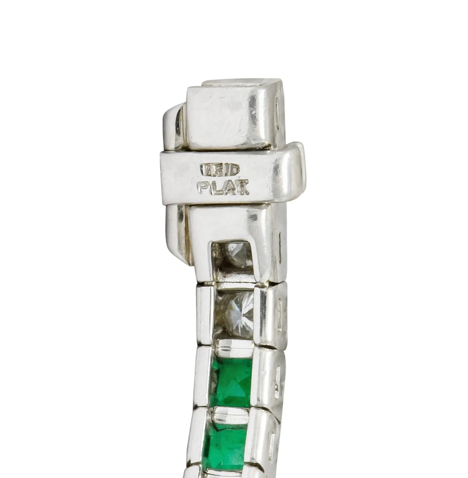 Mid-Century 6.06 CTW Diamond Emerald Platinum Tennis Line Bracelet