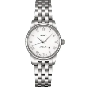 Mido clock baroncelli 29mm white automatic steel m7600.4.26.1