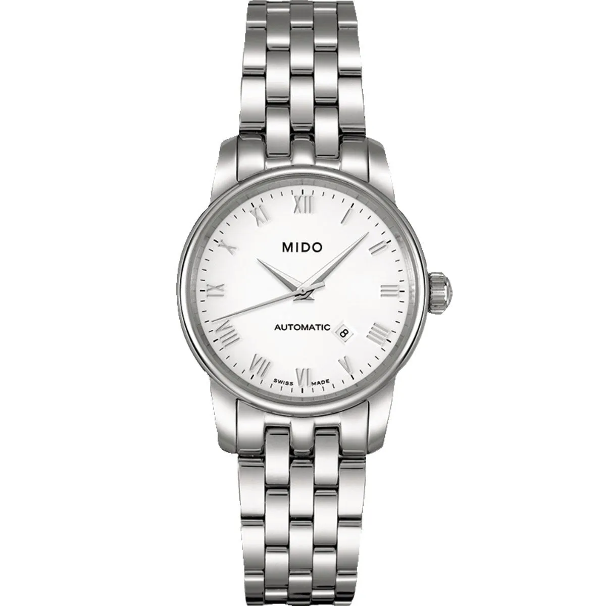 Mido clock baroncelli 29mm white automatic steel m7600.4.26.1