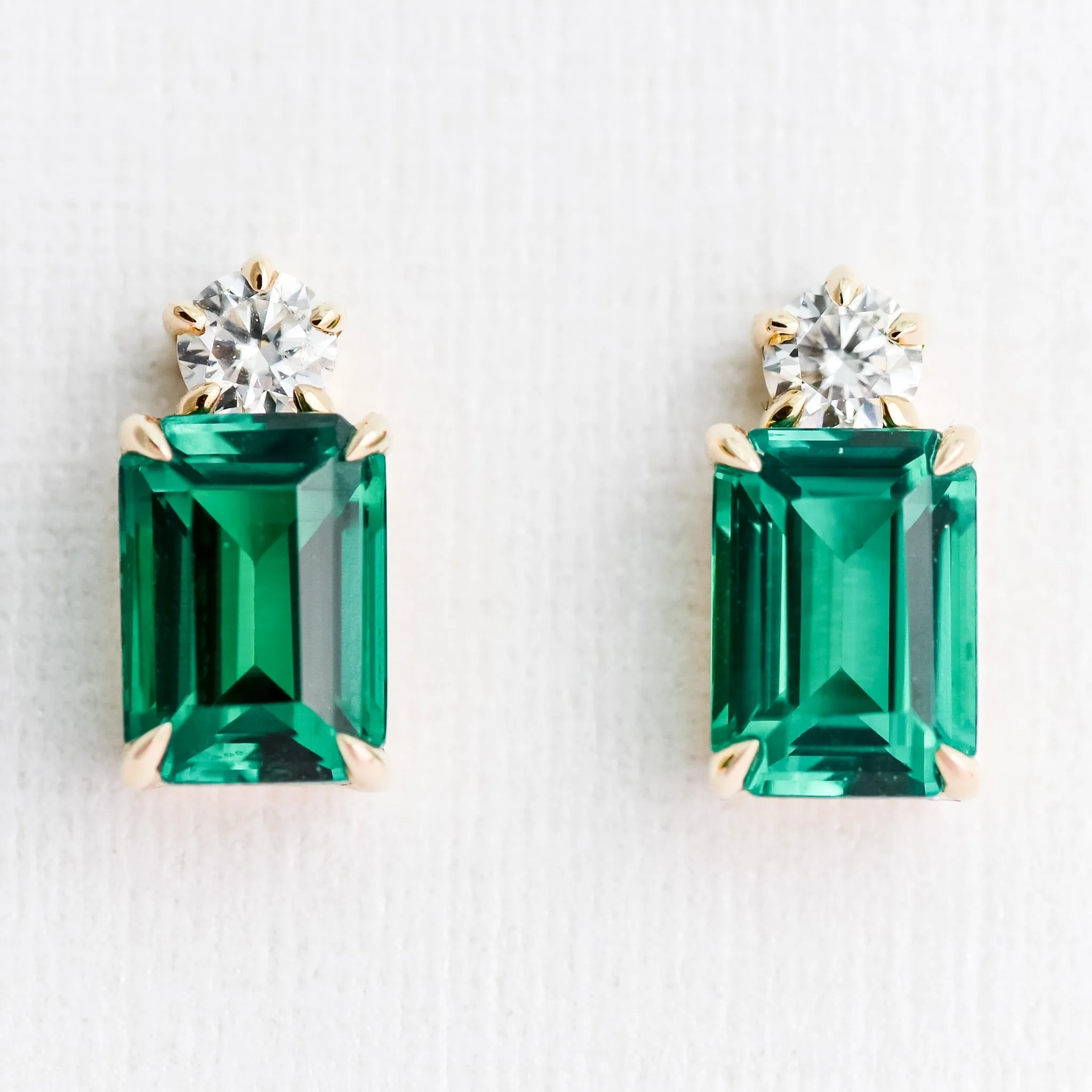 Midori | Cultured Emerald and Moissanite Earrings | Ready to Ship