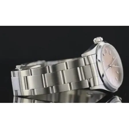 Midsize 31Mm Rolexdatejust Watch Smooth Bezel Pink Dial Ss