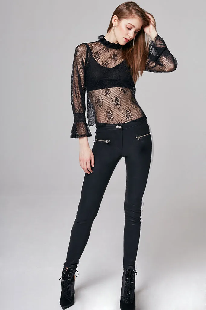 Mila High-Neck Floral-Lace Top