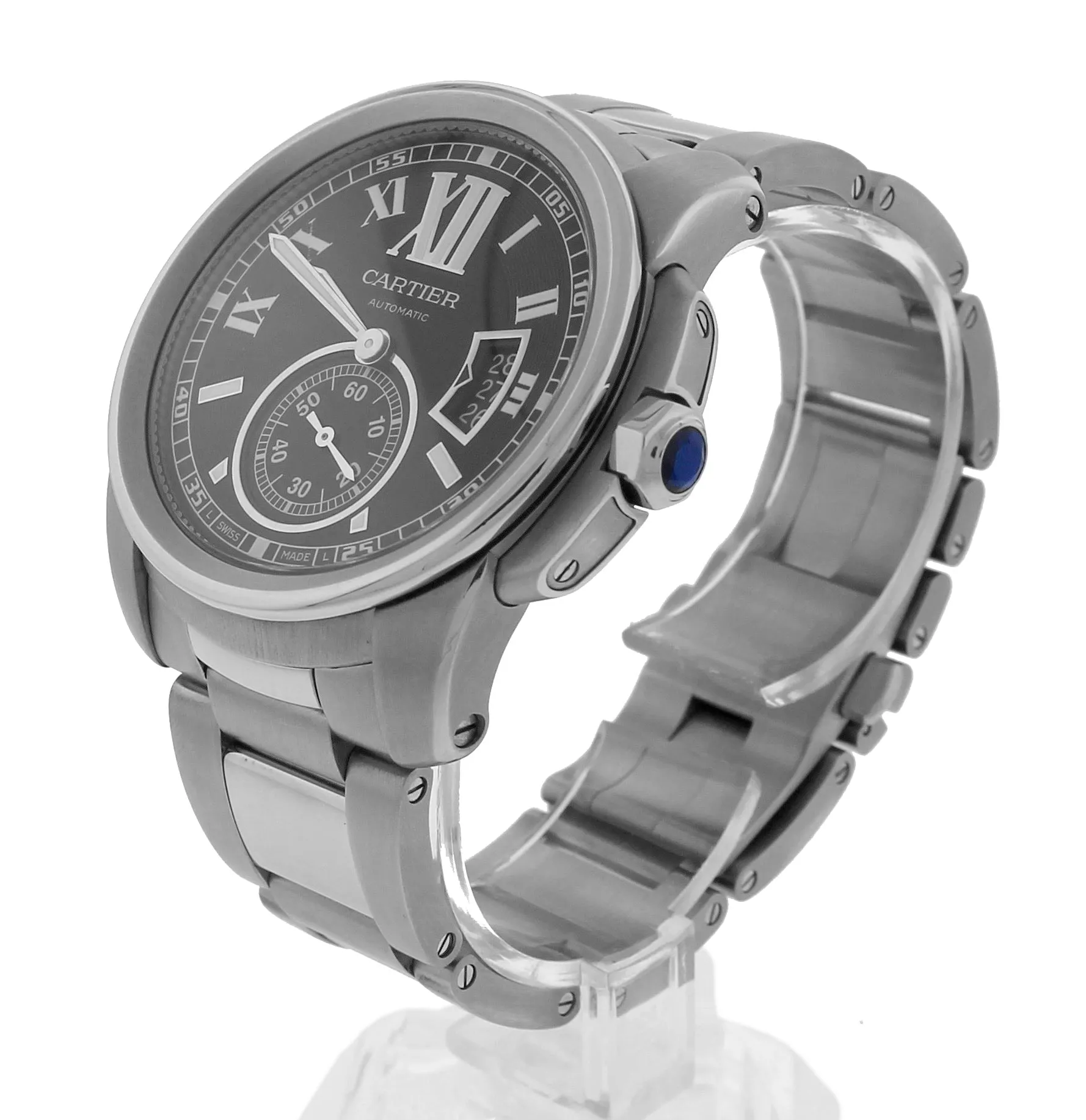 MINT Men's Cartier Calibre W7100016 Black Roman 42mm Stainless Date Watch 3389