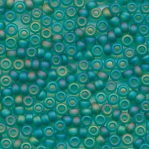 MIYUKI Round Rocaille Seed Beads #147FR Emerald (Transparent Frost Rainbow)