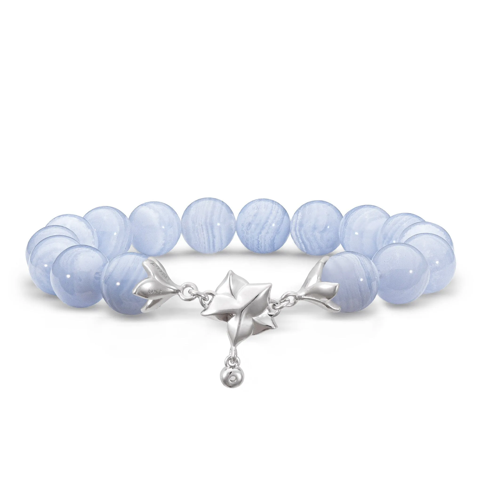 Moth Orchid Blue Lace Agate Bracelet