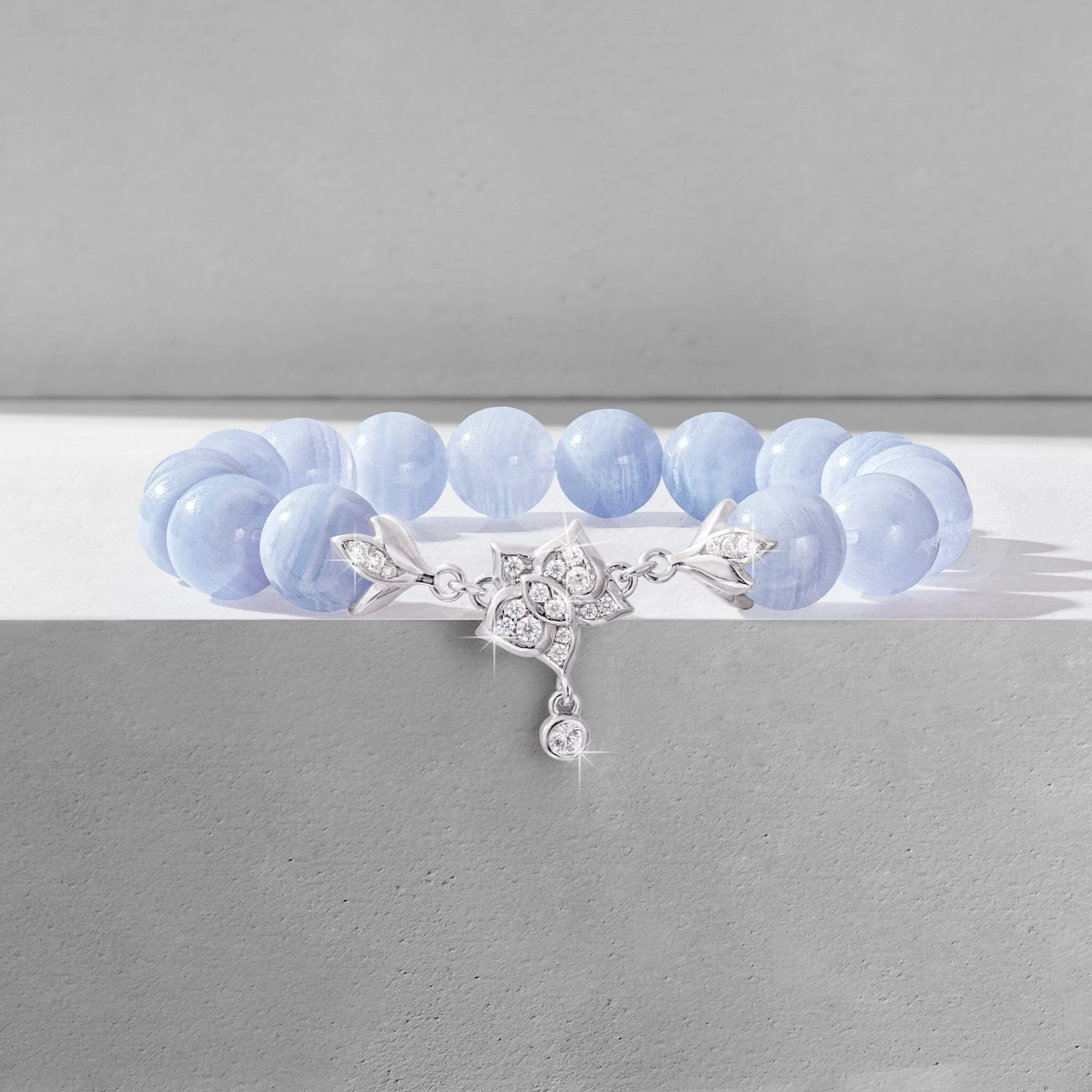 Moth Orchid Blue Lace Agate Bracelet