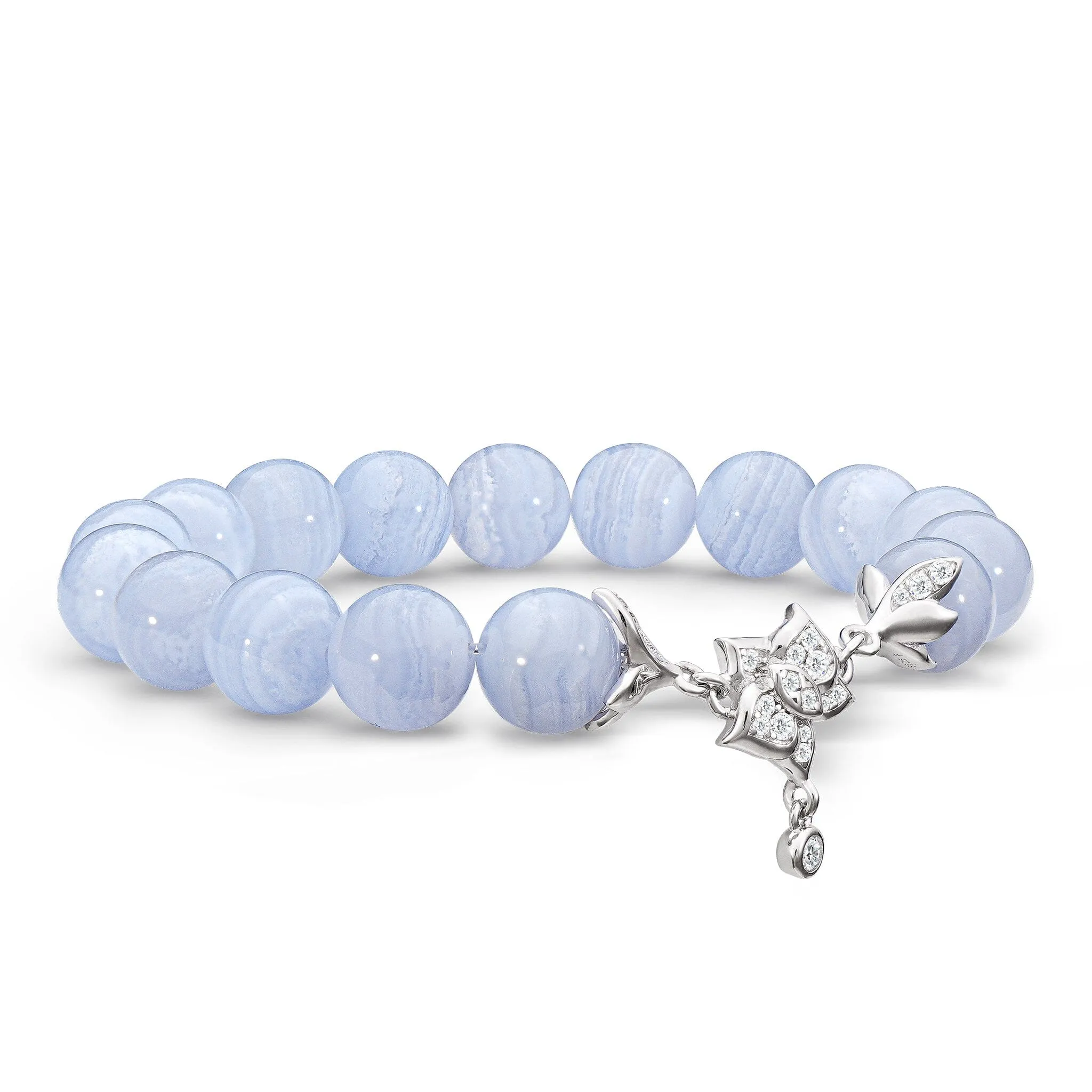 Moth Orchid Blue Lace Agate Bracelet
