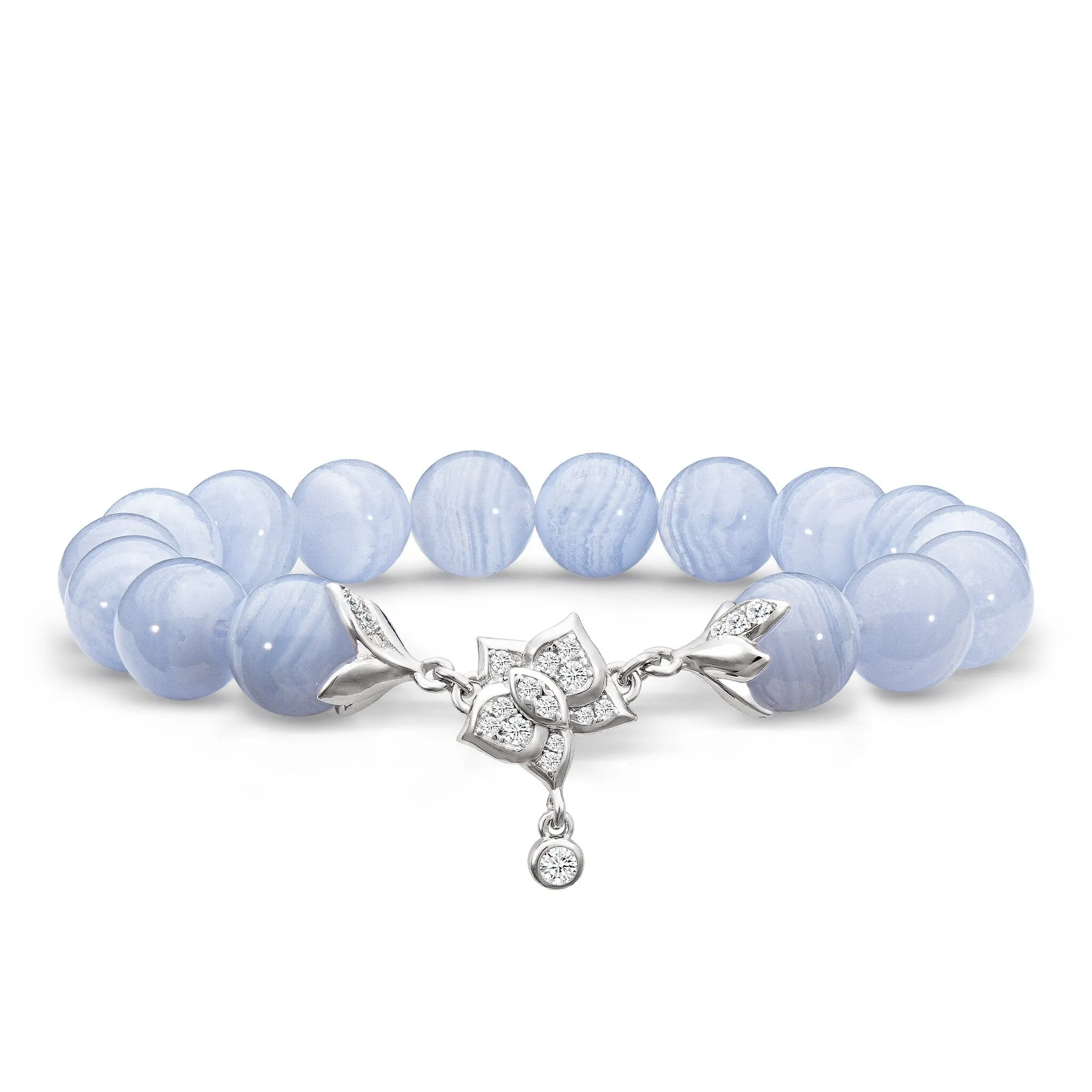 Moth Orchid Blue Lace Agate Bracelet