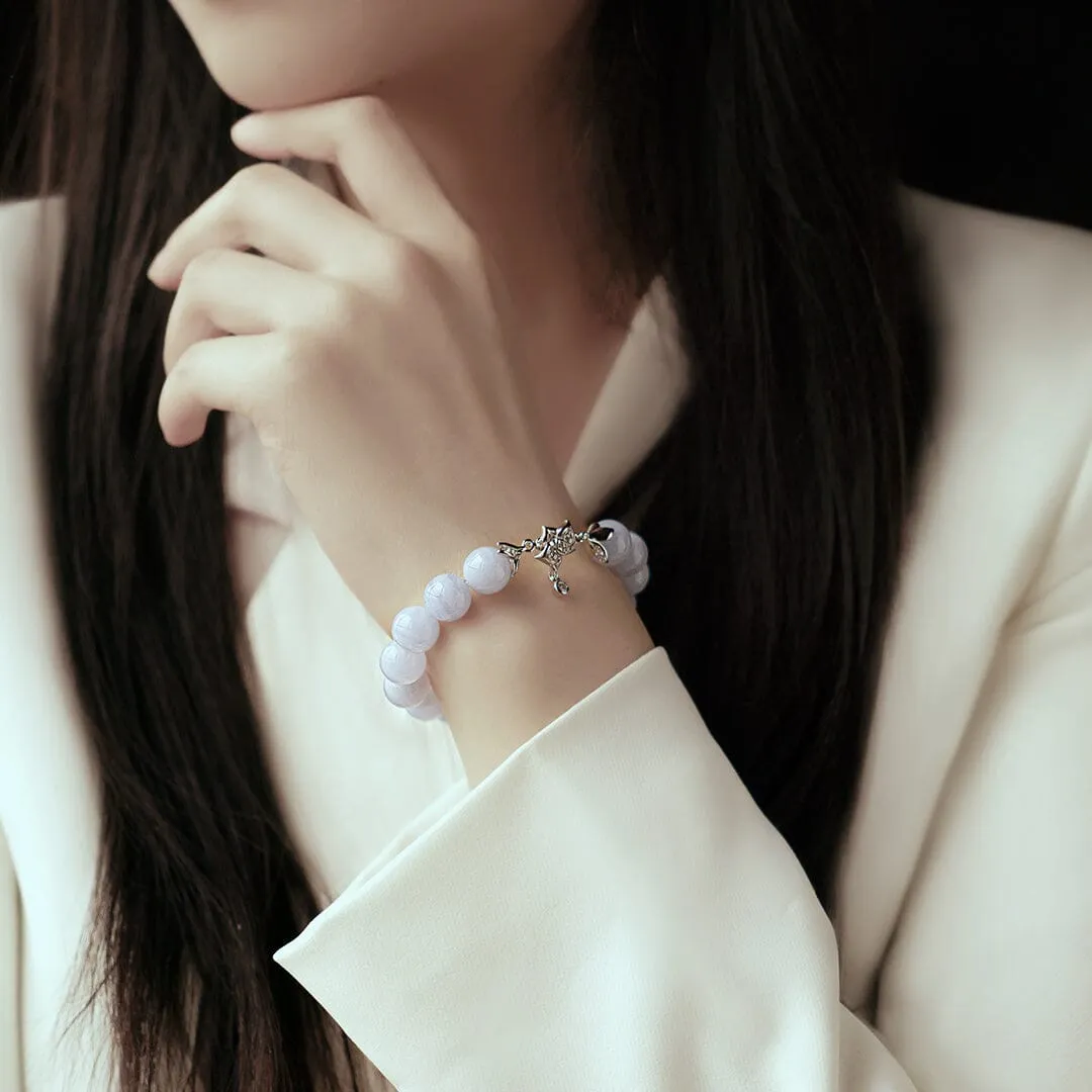 Moth Orchid Blue Lace Agate Bracelet