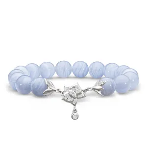 Moth Orchid Blue Lace Agate Bracelet