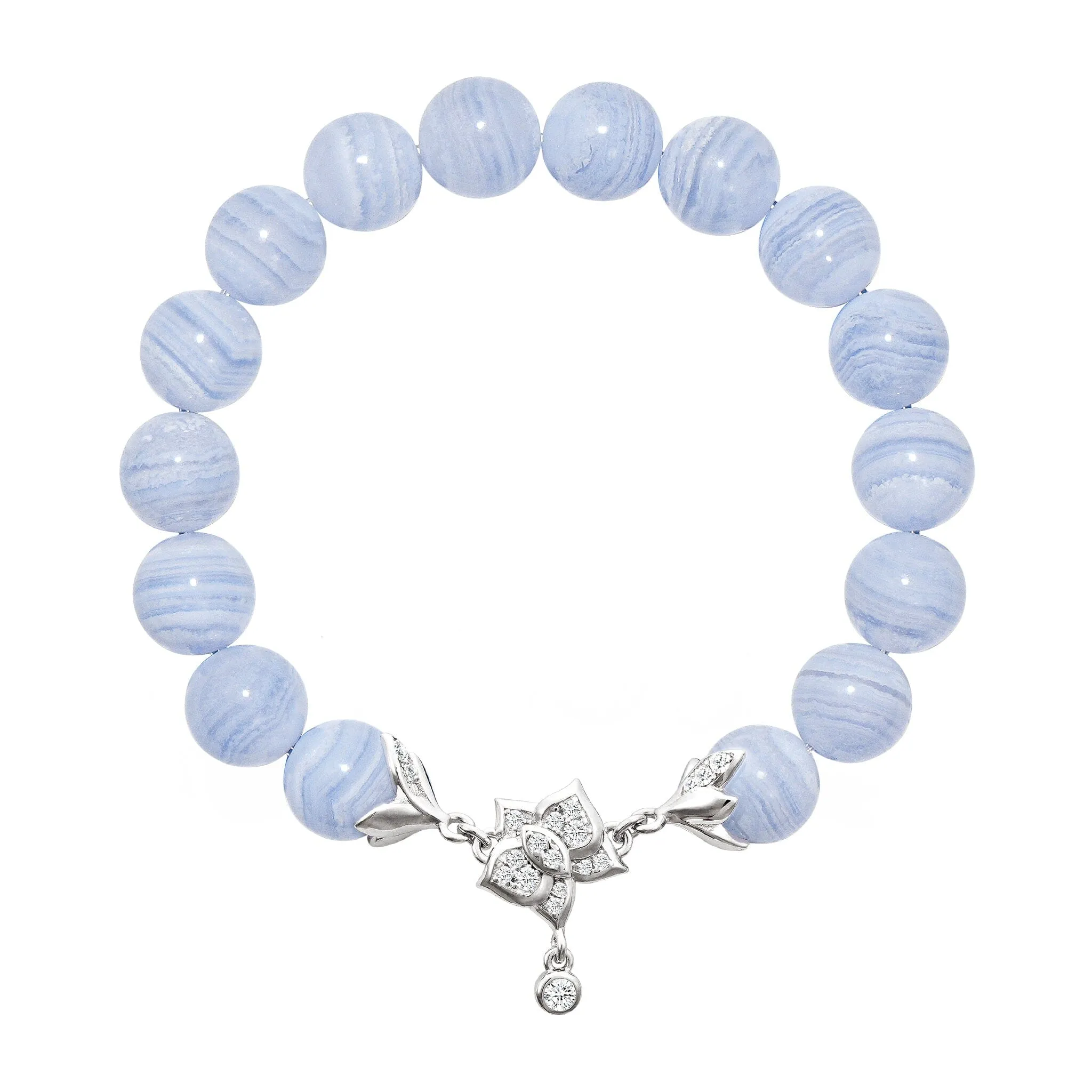 Moth Orchid Blue Lace Agate Bracelet