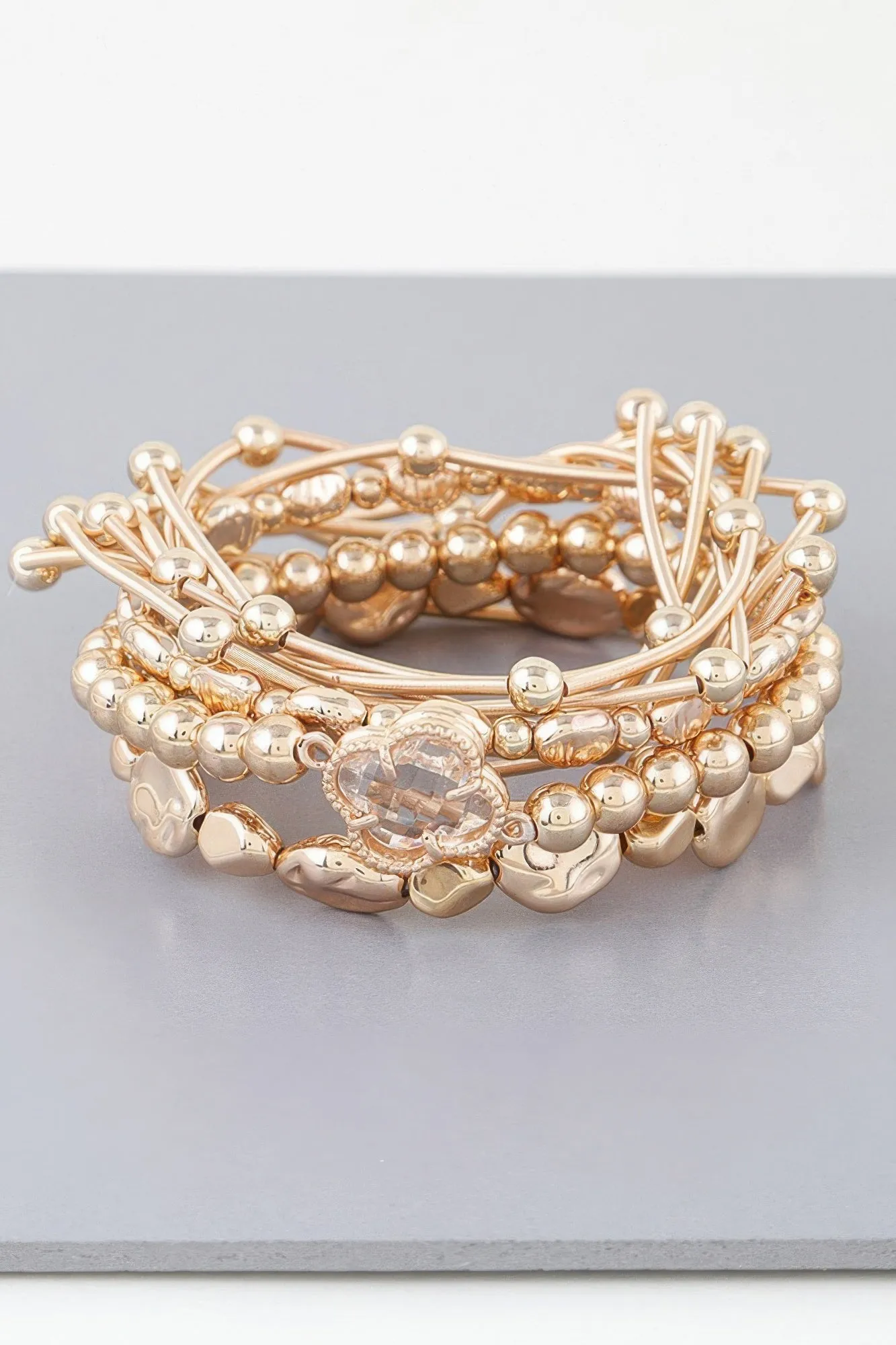 Multi Clover Coil Beaded Bracelet