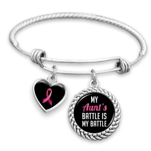 My Aunt's Battle Is My Battle Breast Cancer Awareness Charm Bracelet