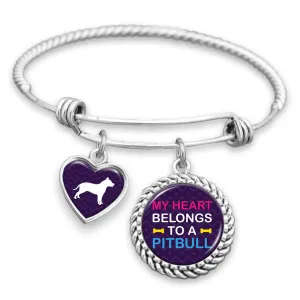 My Heart Belongs To A Pitbull Charm Bracelet