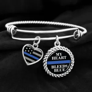 My Heart Bleeds Blue Charm Bracelet