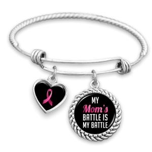 My Mom's Battle Is My Battle Breast Cancer Awareness Charm Bracelet