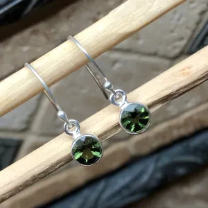 Natural Green Moldavite 925 Solid Sterling Silver Earrings 25mm
