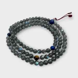 Natural Labradorite Mala with Lapis and Tiger eye Spacers
