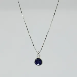 Natural Lapis Lazuli Necklace | Sterling Silver 4mm Pendant | Adjustable 20" Chain