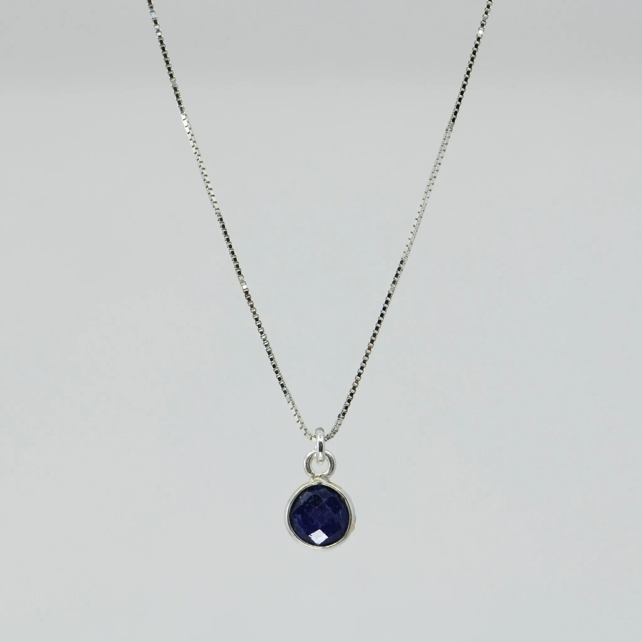 Natural Lapis Lazuli Necklace | Sterling Silver 4mm Pendant | Adjustable 20" Chain