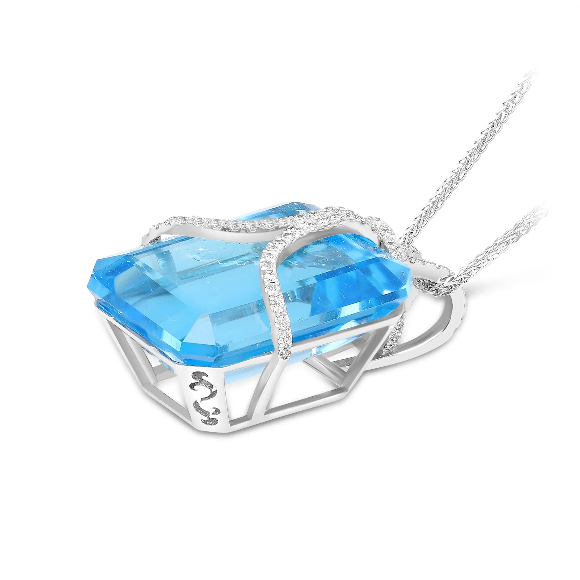 Natural London Blue Topaz Pendant Necklace - 33 Carat