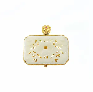 Nephrite Jade Lotus Locket Pendant