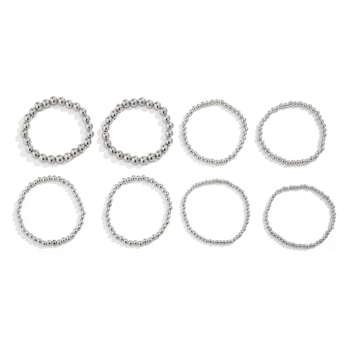 Newly 8pcs Gold Silver Plated Ball Chain Bracelet Set