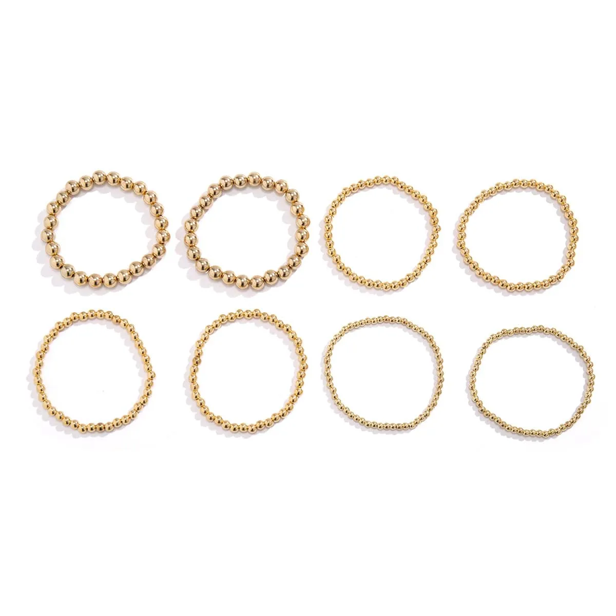 Newly 8pcs Gold Silver Plated Ball Chain Bracelet Set